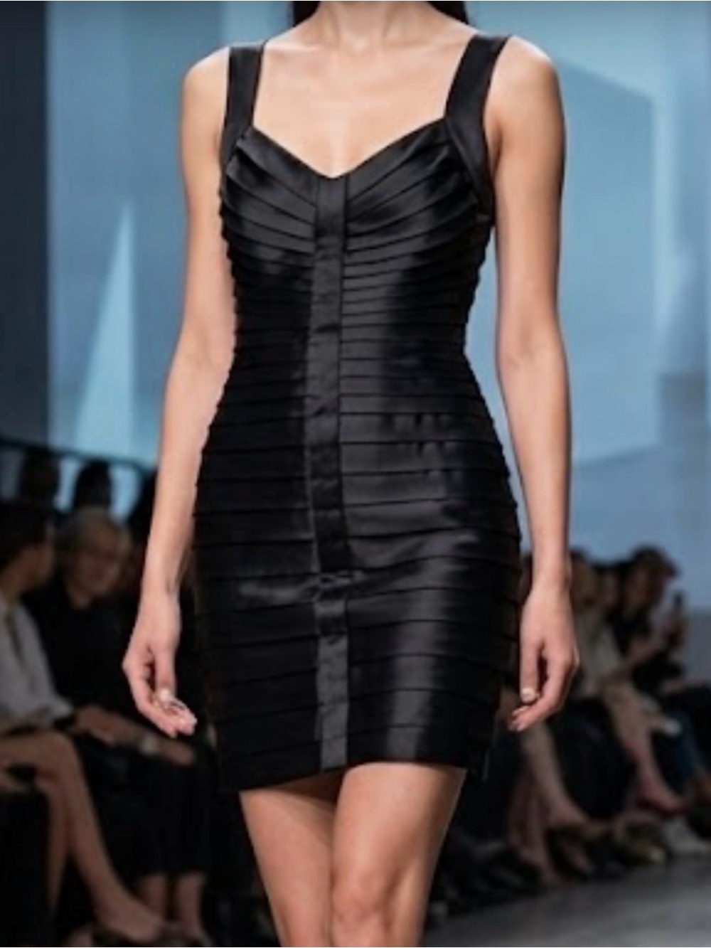 Calvin Klein Black Pleated Bandage Mini Dress